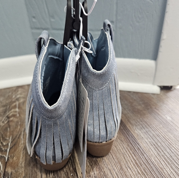 Cowboy Boots Kids Sz 11 Blue Denim With Fringe By Pawz - Picture 6 of 12